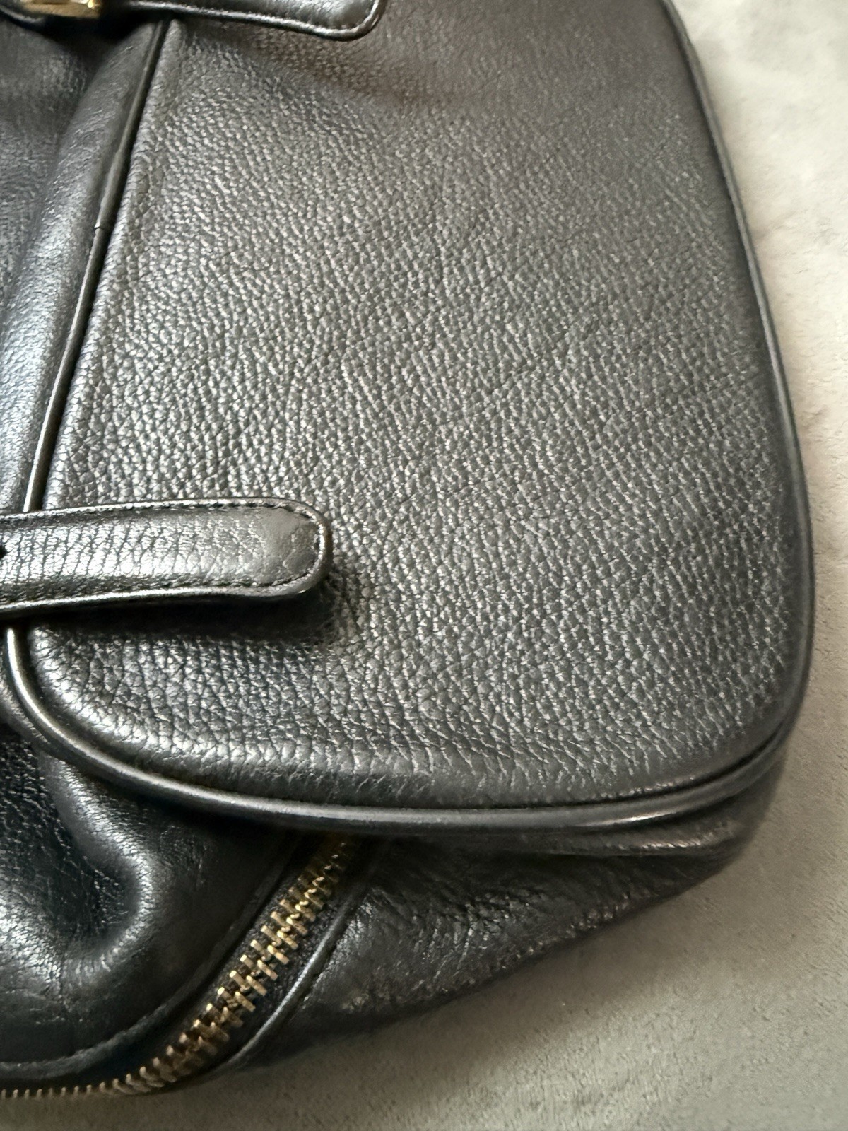 Authentic MCM Black Leather Studded Backpack Medium Drawstring Gold Hardware