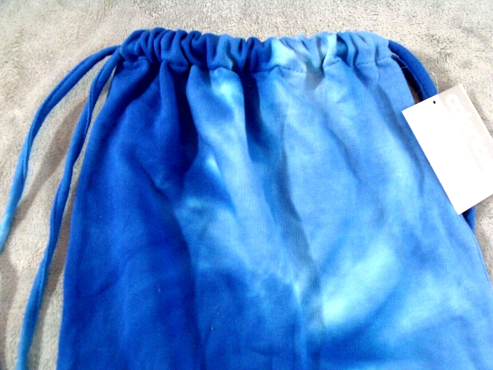 Colortone Tie-Dyed Blue Cotton Polyester Fleece Drawstring Backpack 14.5×18 in