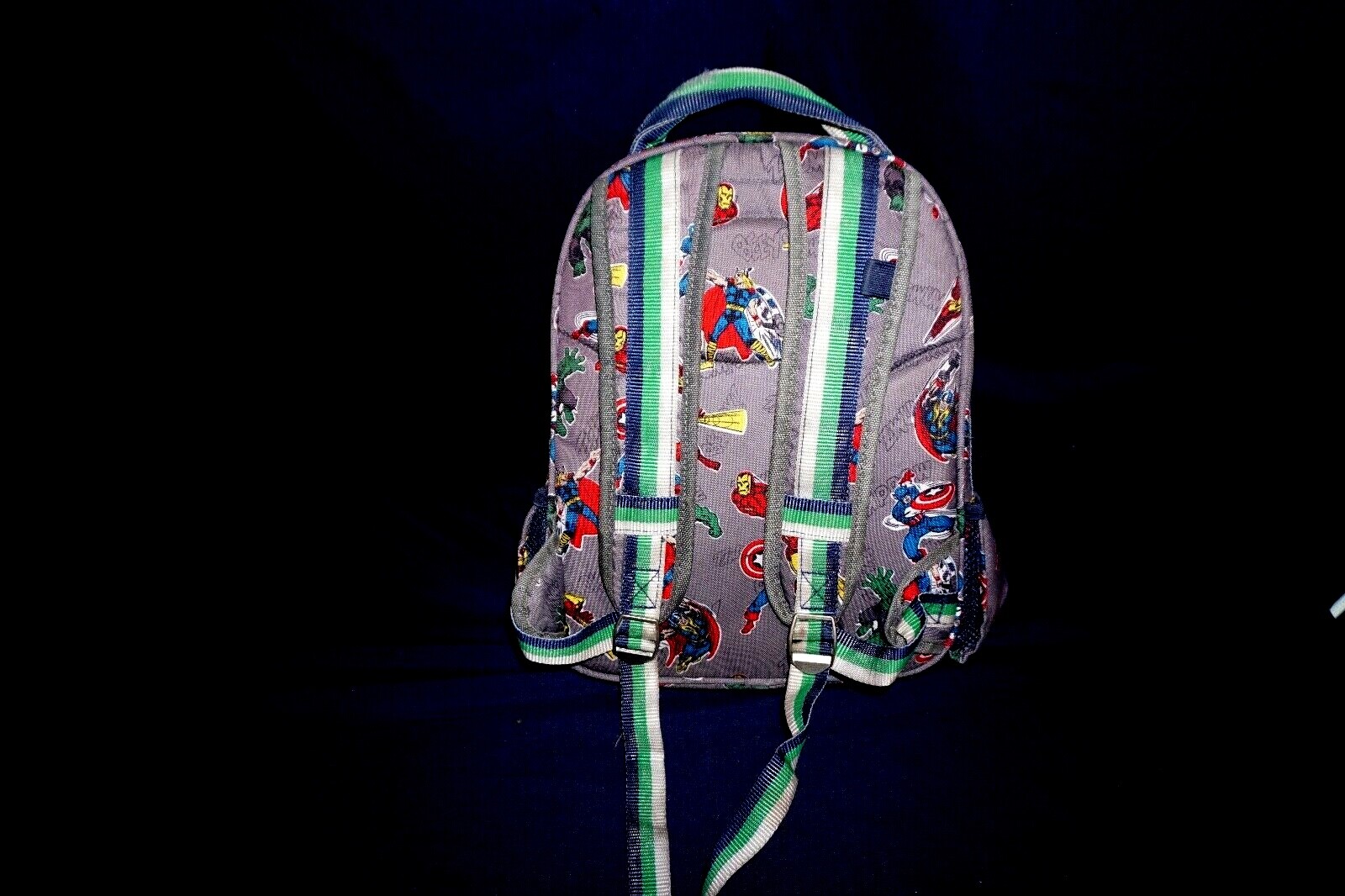 MARVEL SUPER HEROES SCHOOL BACKPACK IRON MAN HULK THOR CAPTAIN AMERICA GREY 16″