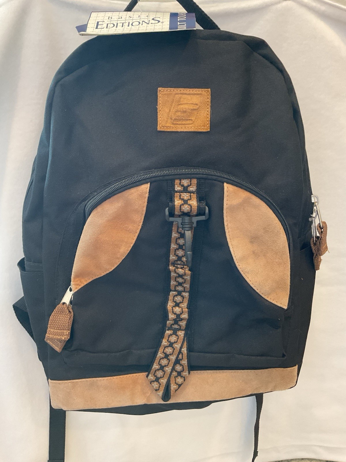 NOS NWT Vintage Basic Editions Canvas Suede Leather Backpack READ