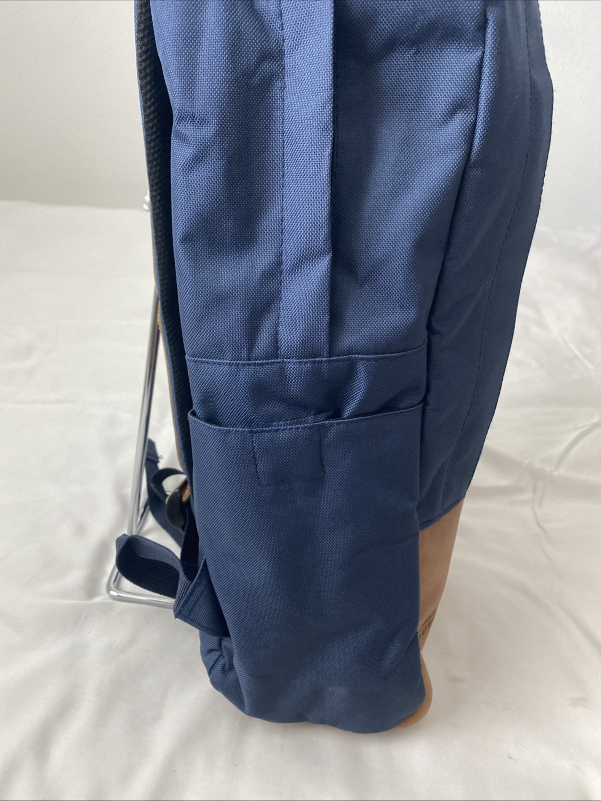 Maroon Bell Outdoor Weekender Backpack Blue With Brown Leather