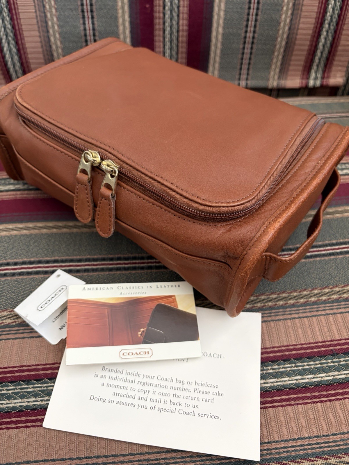 Vintage Coach Dopp Kit Men’s Brown Leather Toiletry Bag U Zip Travel