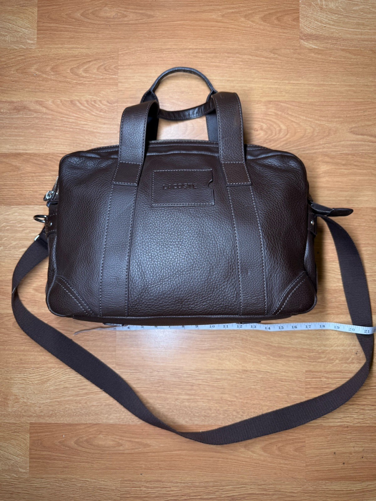 Lacoste Men’s Leather Bag with Adjustable Strap