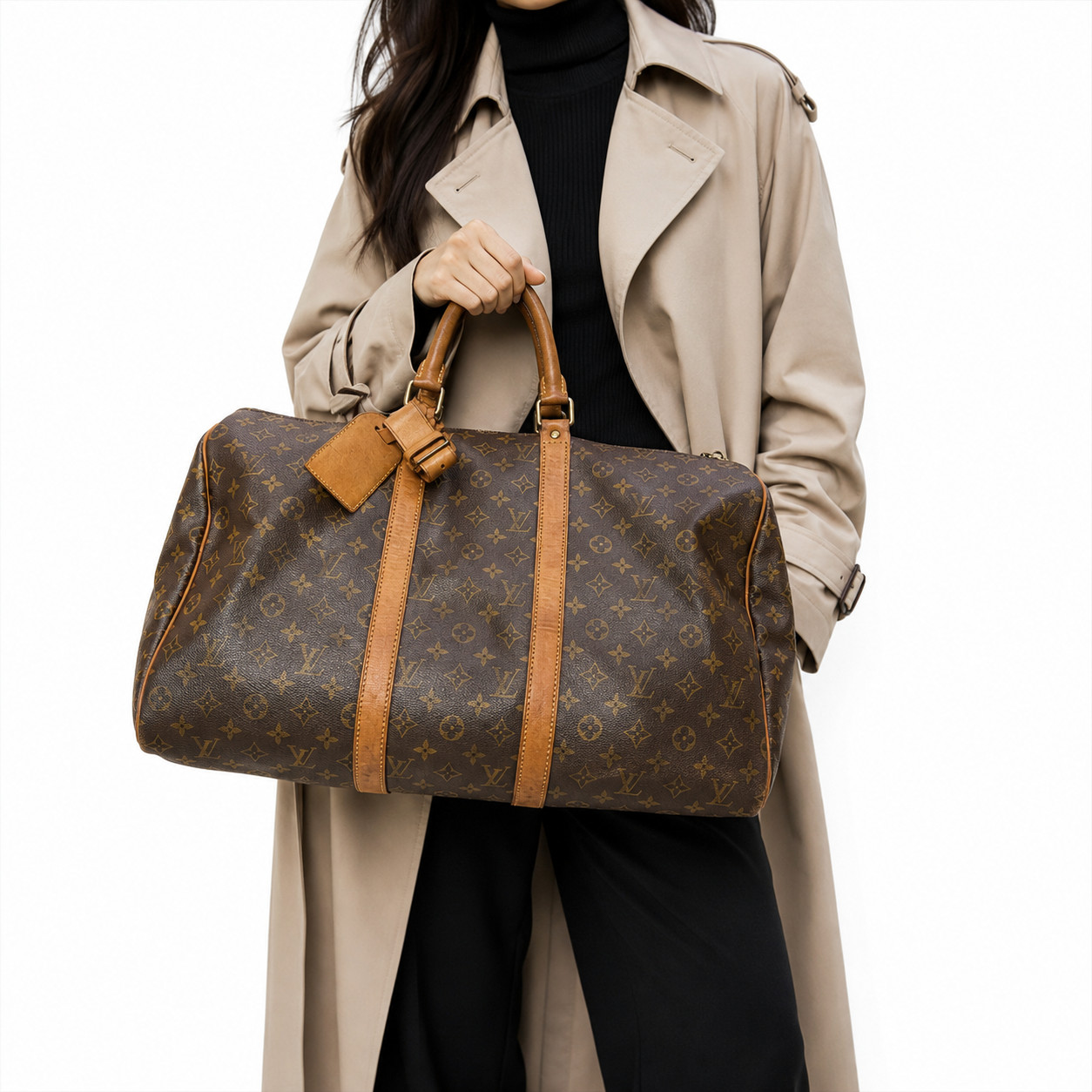Louis Vuitton Keepall 60 Monogram Duffle Travel Bag Unisex Brown Luggage VI871
