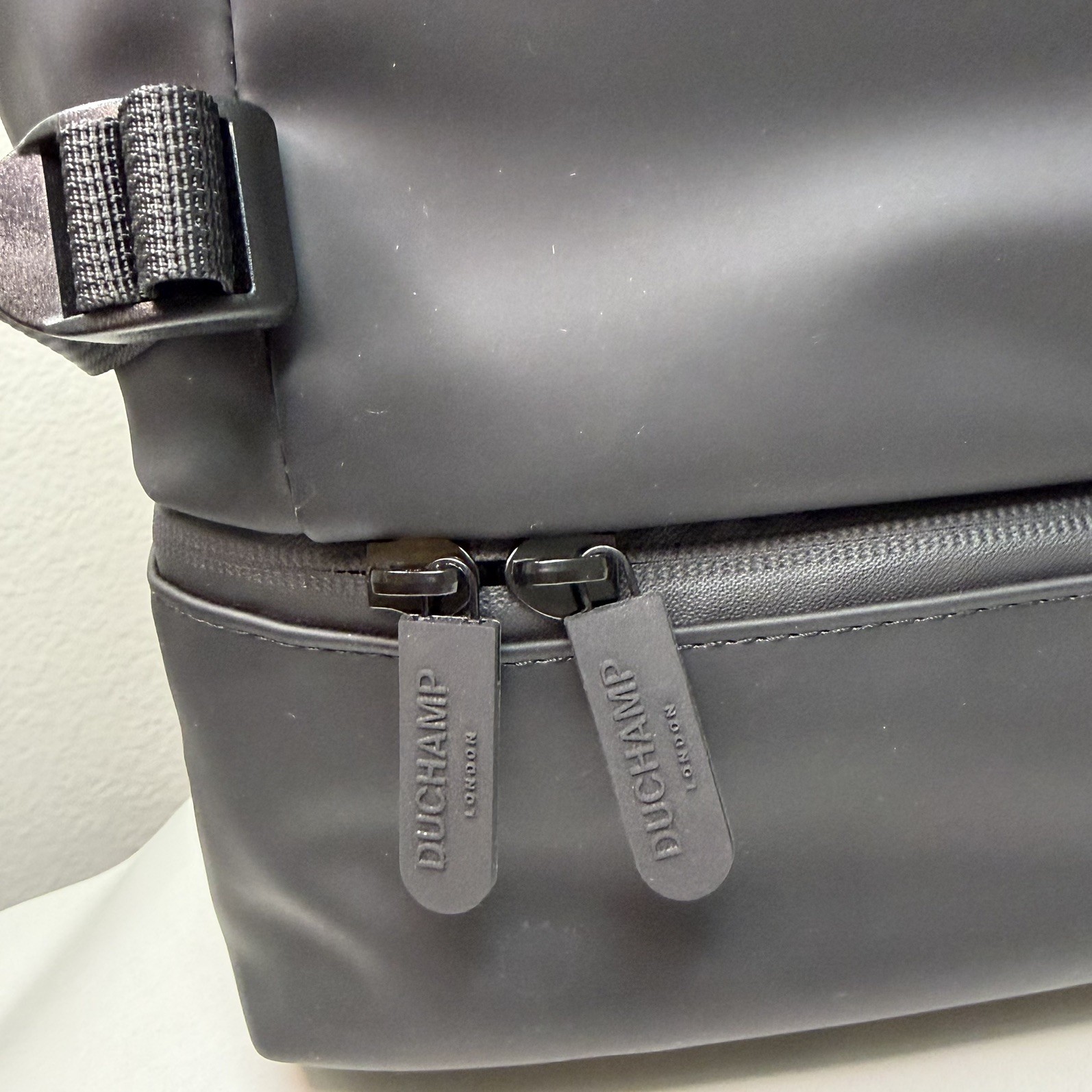 Duchamp London Black Laptop Backpack Rubberized Commuter Travel MSRP $205 NWT