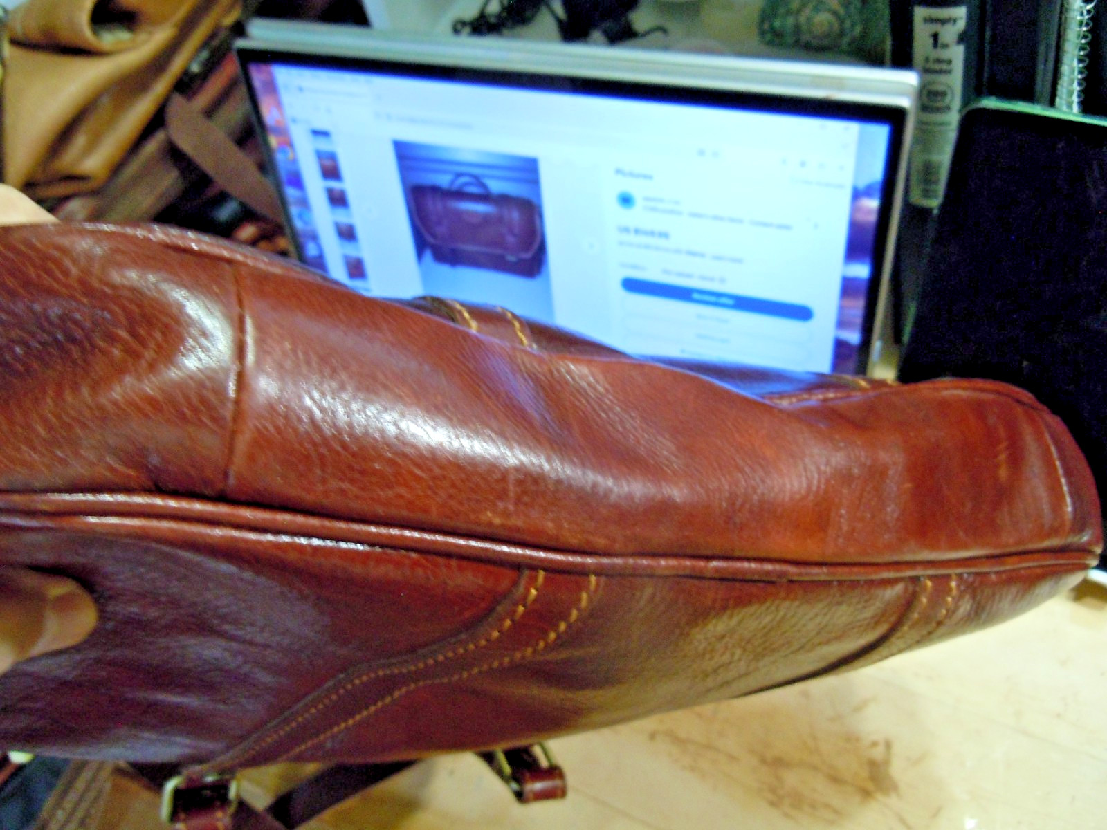 Auth BOSCA Old Leather’ STRINGER U2 BAG Messenger/Briefcase