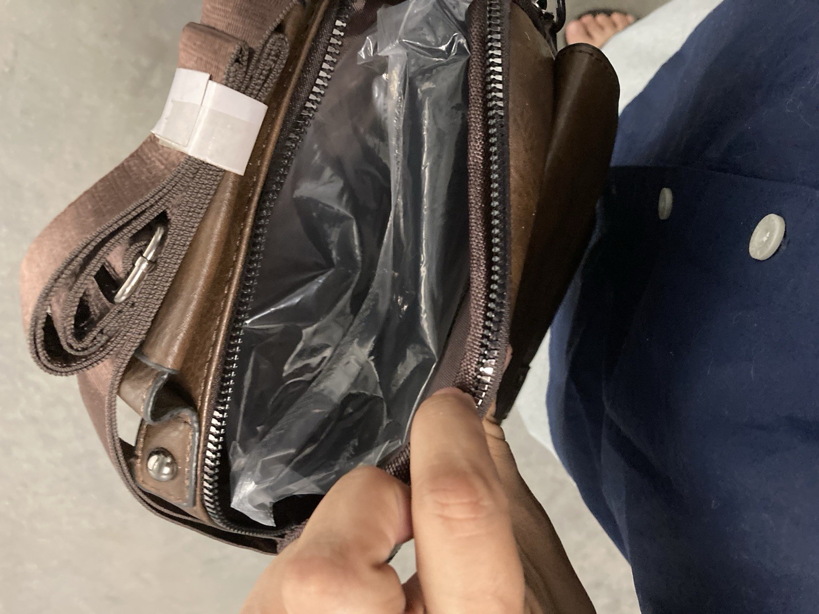 Wekier Brown Small Crossbody Bag Zip Closure Adjustable Strap Pockets Men