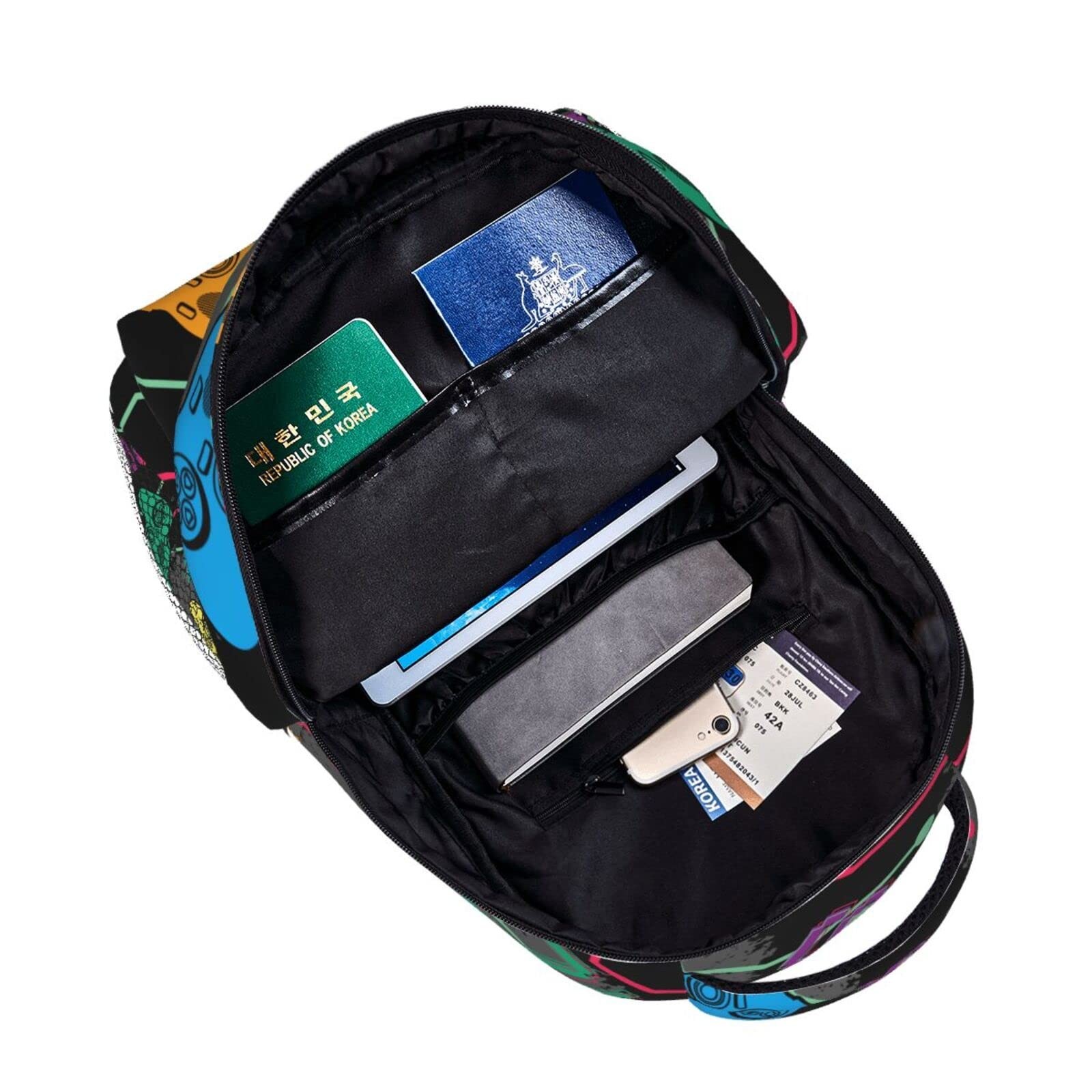 Colorful Game Joysticks Backpack School Bag Gamer Gamepad Laptop Travel Pockets
