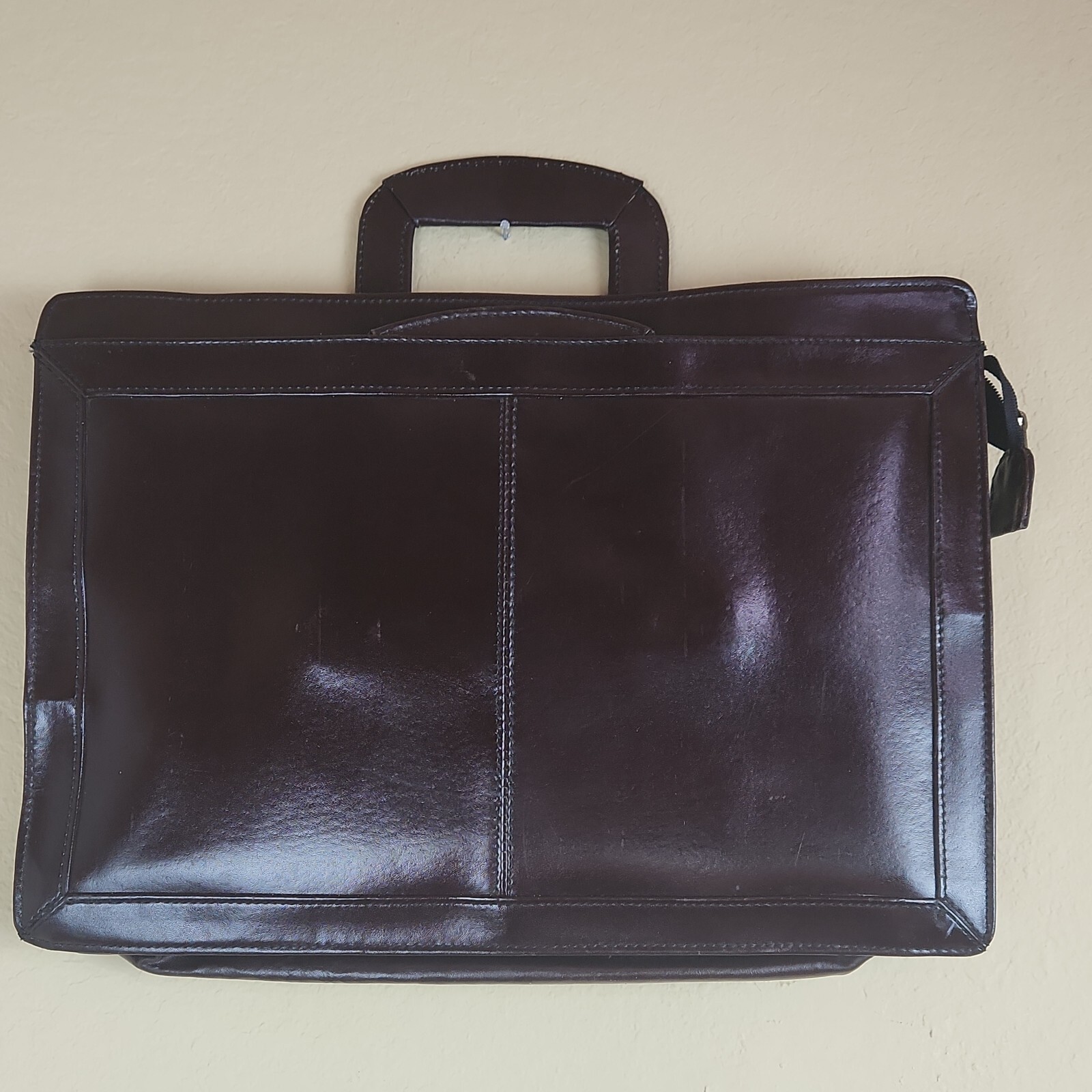 Vintage HIT Briefcase retractable with extra 4 pockets genuine leather brown