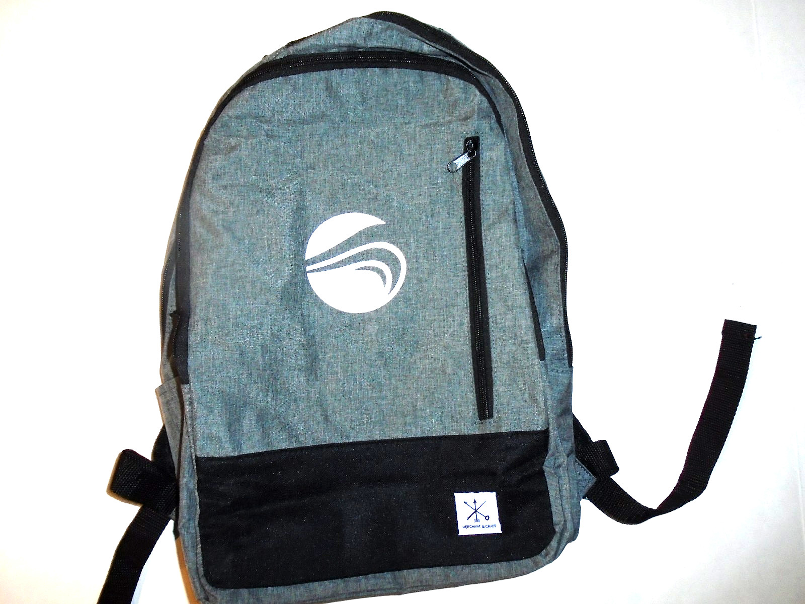 Merchant & Craft GREY CANVAS BACK PACK I8 INCH COMPUTER FRONT ZIPPER PADDED BACK