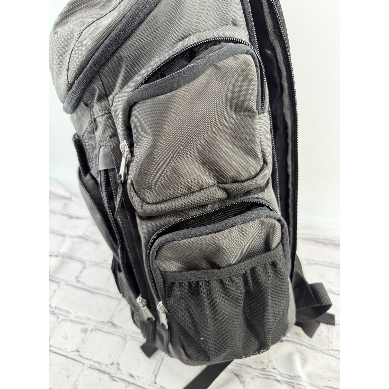 Oakley Backpack Grey Black Lifes Good Embroidered Laptop Multi Pockets
