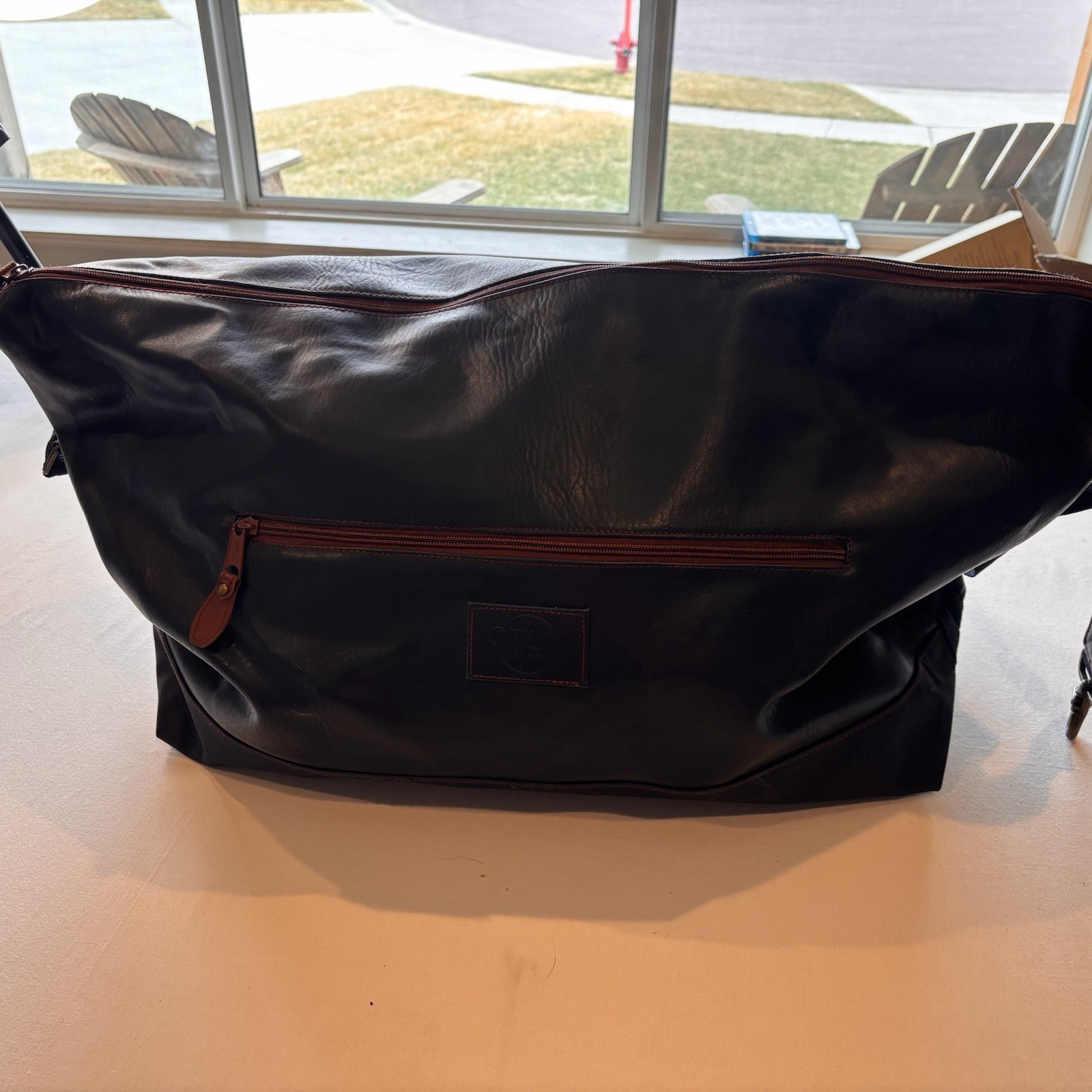 Mens Vintage Opium YSL Yves Saint Laurent Navy Blue Leather Duffle Bag