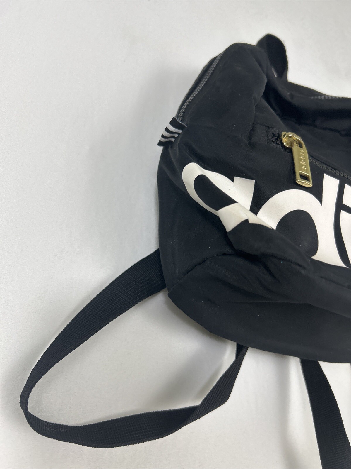 ADIDAS Unisex Linear MINI Backpack Black White 9.5″H x 10″L x 3″W GOLD ZIP