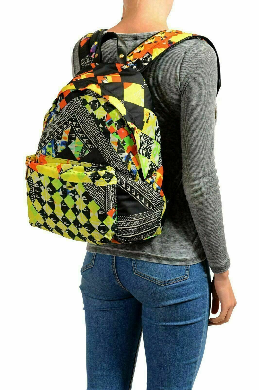Versace Versus Trimmed Multi-Color Patterned Unisex Backpack