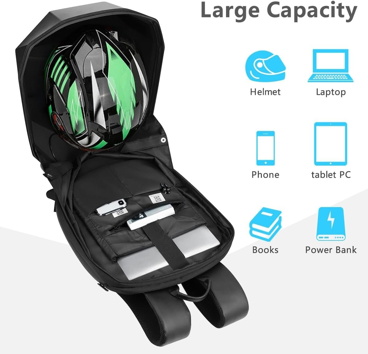 LED Motorcycle Backpack,Knight Backpack, with App Control,Programmable HD Color