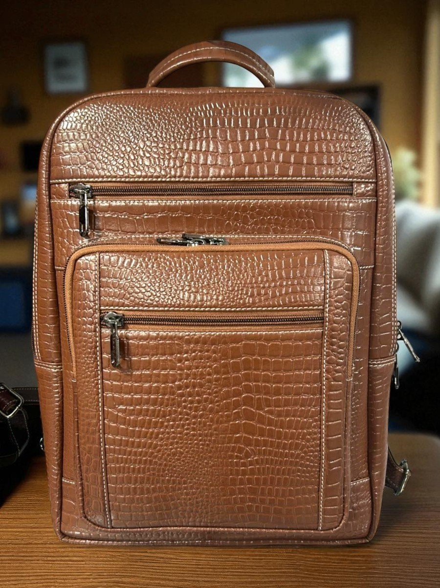Crocodile 100% Leather Stylish Laptop Professional Backpack Travel Bag Designer