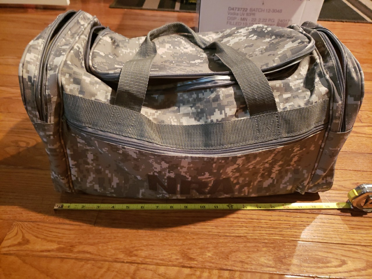 NRA Green Camo Duffle Bag 19″x11″x9″ Excellent Condition No Shoulder Strap