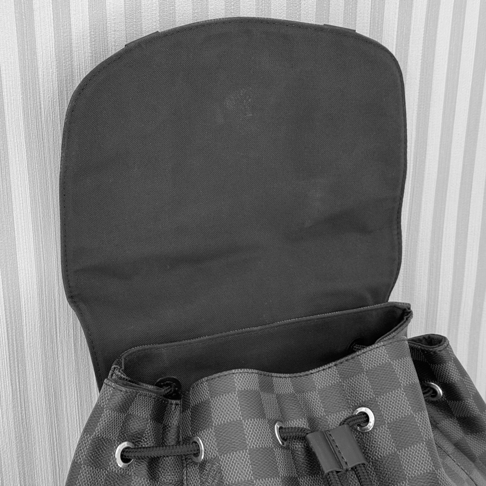 LOUIS VUITTON Christopher MM N41379 Damier Graphite Backpack Black Leather Men’s