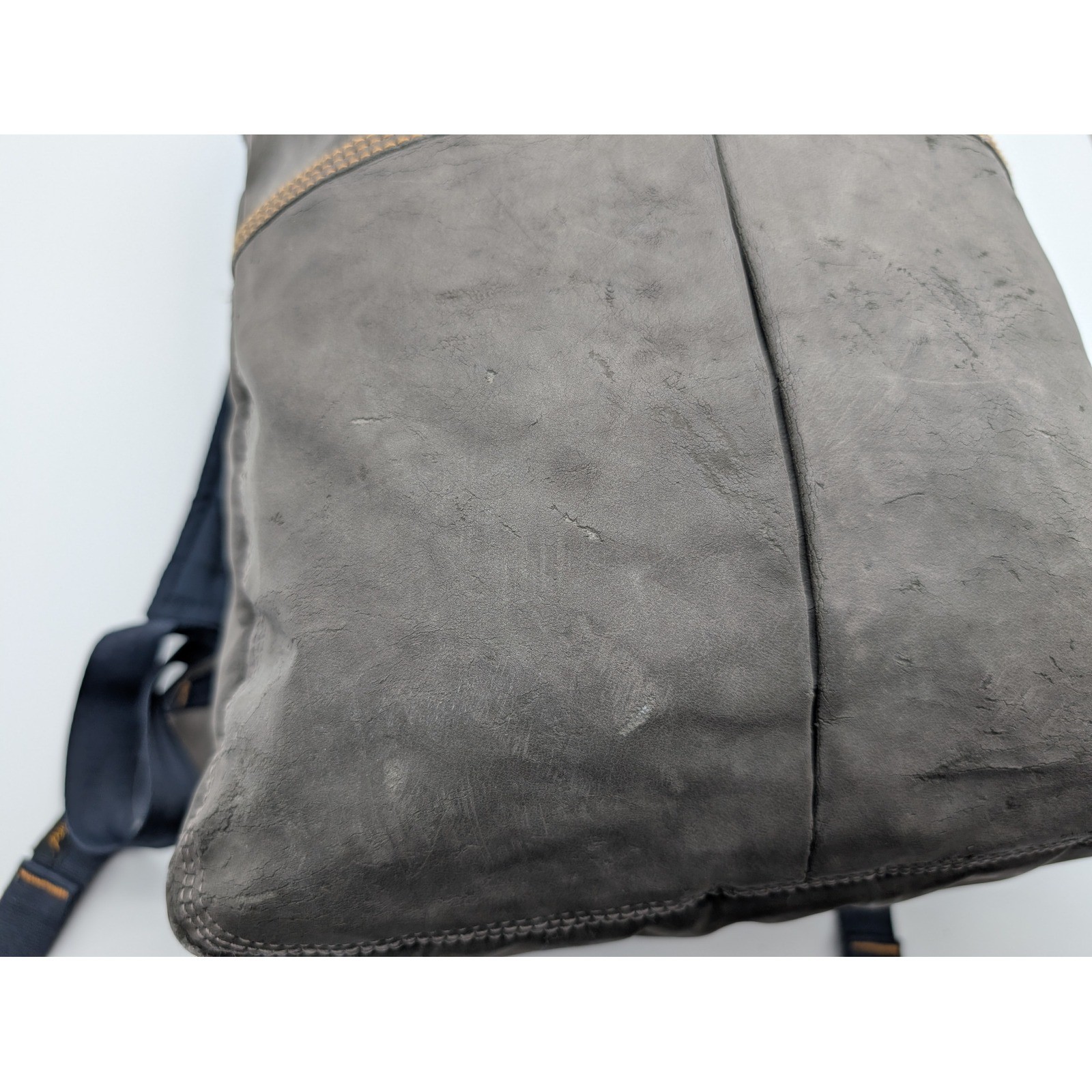 Focused Space Backpack Navy Blue Felt and Gray Mixed Media Tech Bag