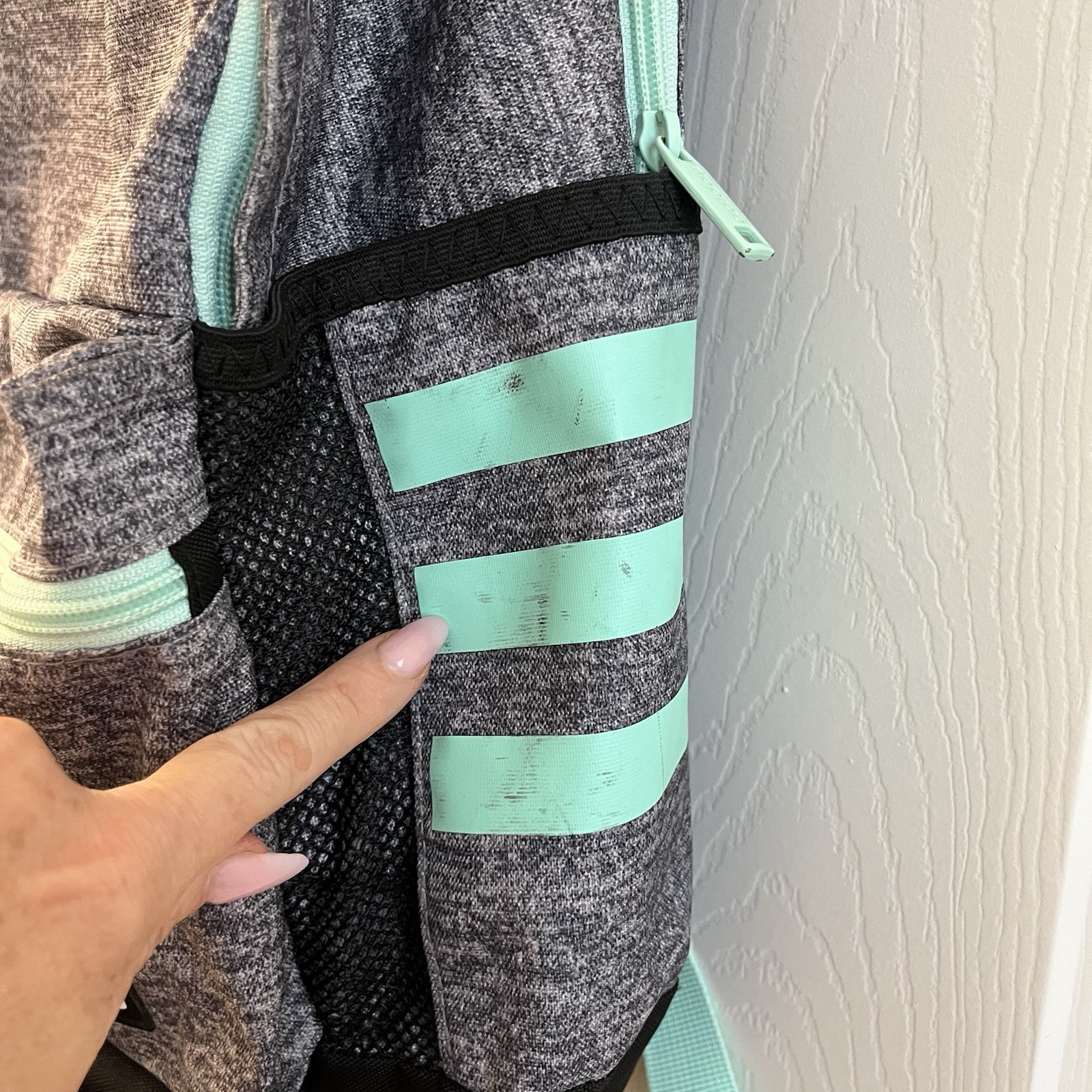 Adidas Backpack Laptop/Waterbottle Storage One Size Fits All Black Gray Mint