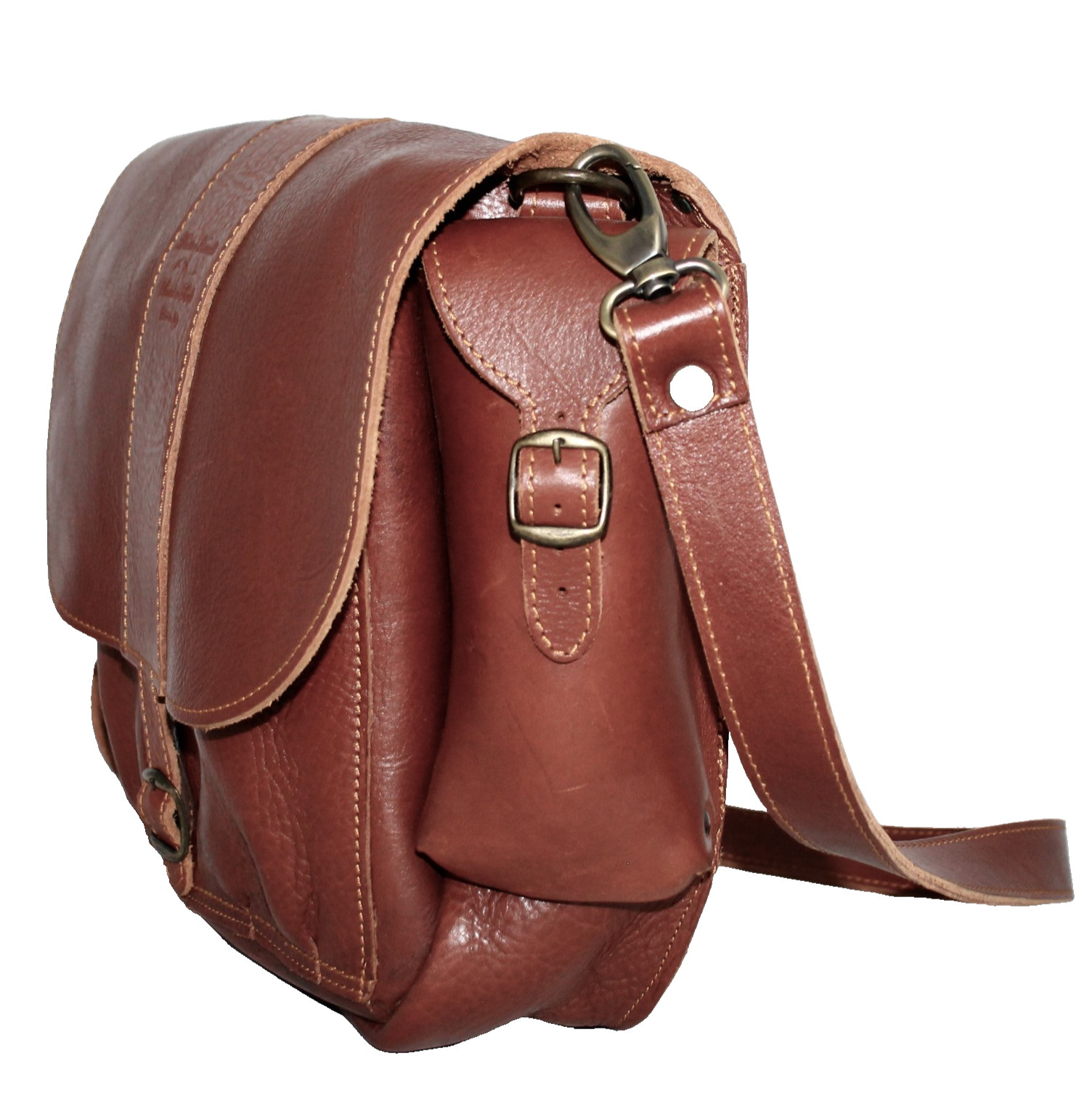 MASSIMO TIROCCHI River Bag Fishing Messenger Crossbody Brown Italian Leather