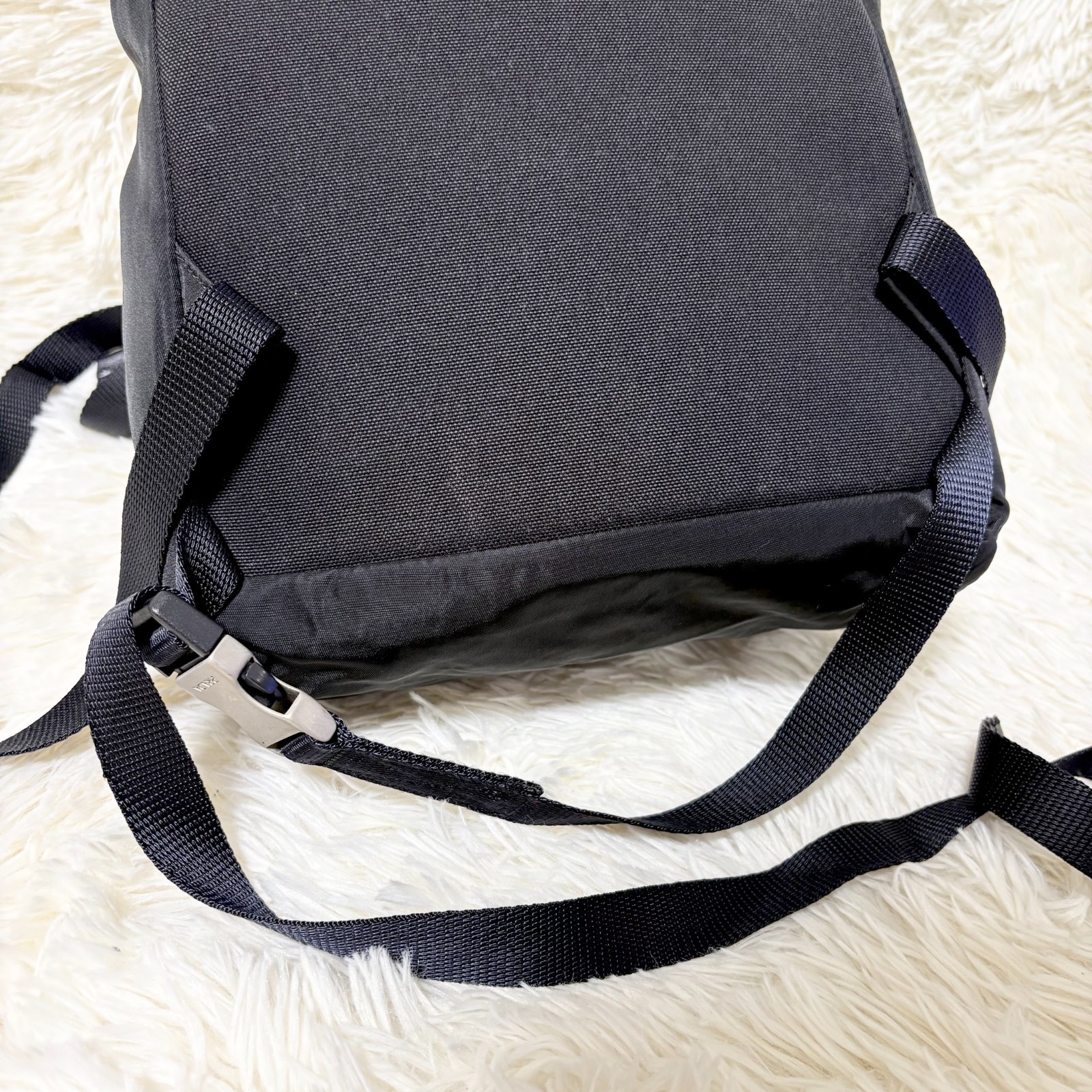 PRADA Nylon Backpack Black Triangle Logo White Tag Vintage Unisex Bag