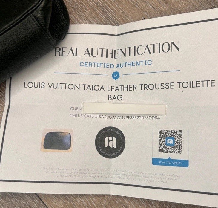 Louis Vuitton Taiga Leather Toiletry Pouch –Authentic, Made in Spain w/COA