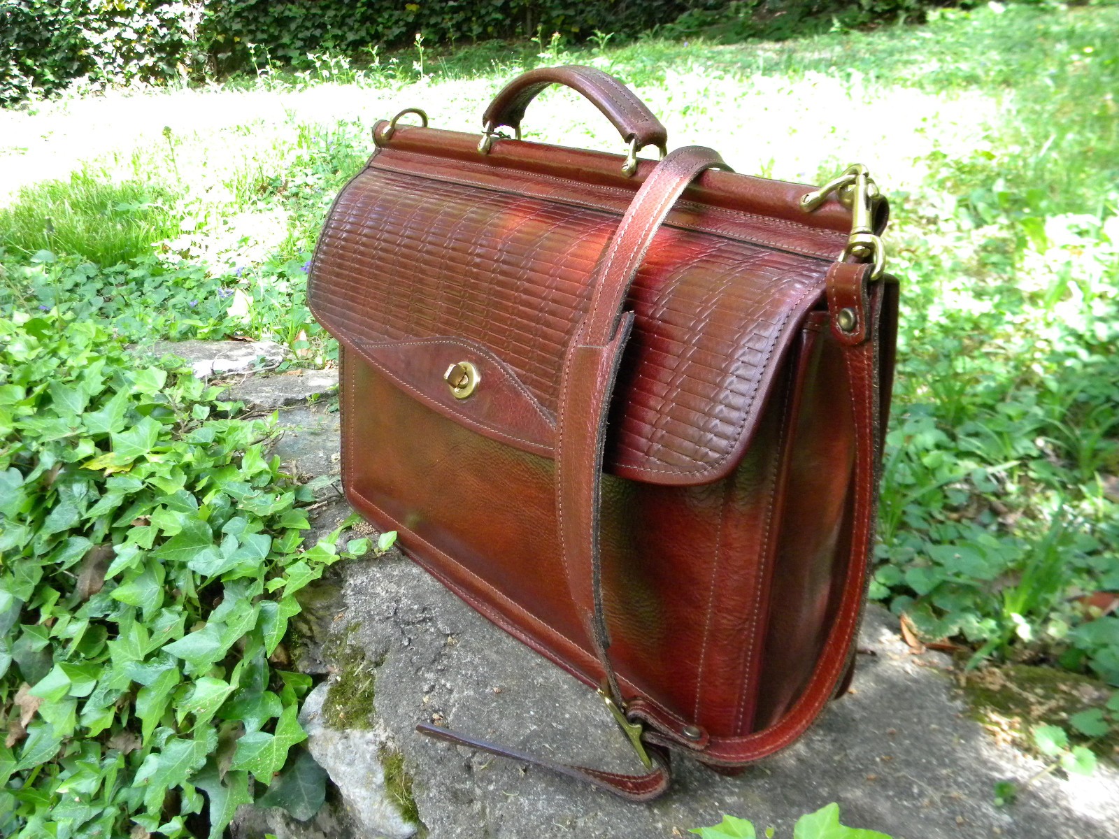 Vintage Jack Georges Leather Cognac Tuscany Executive Briefcase Messanger Bag
