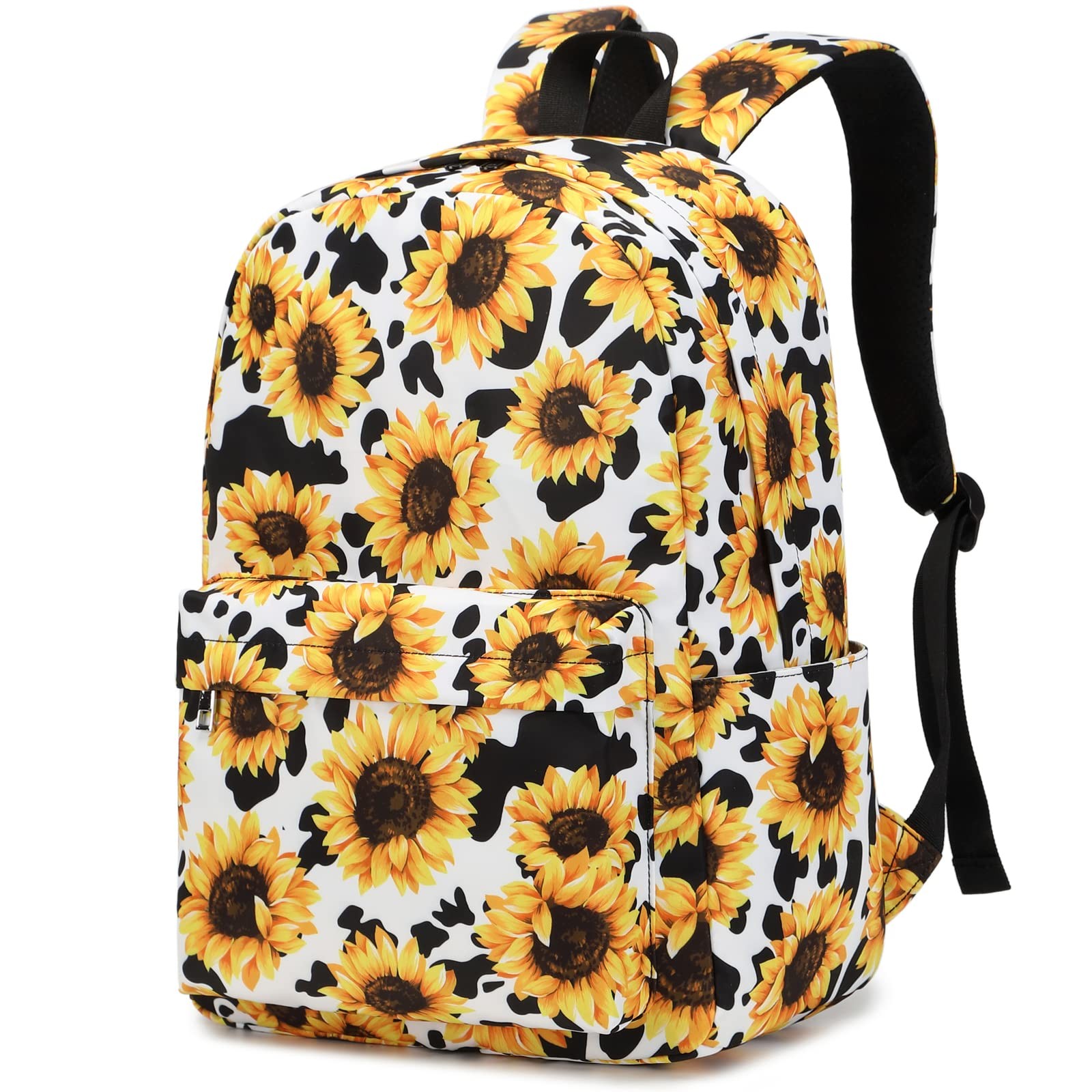 Sunflower Cow Print School Backpack Teens Girls College Bookbags Laptop Bag