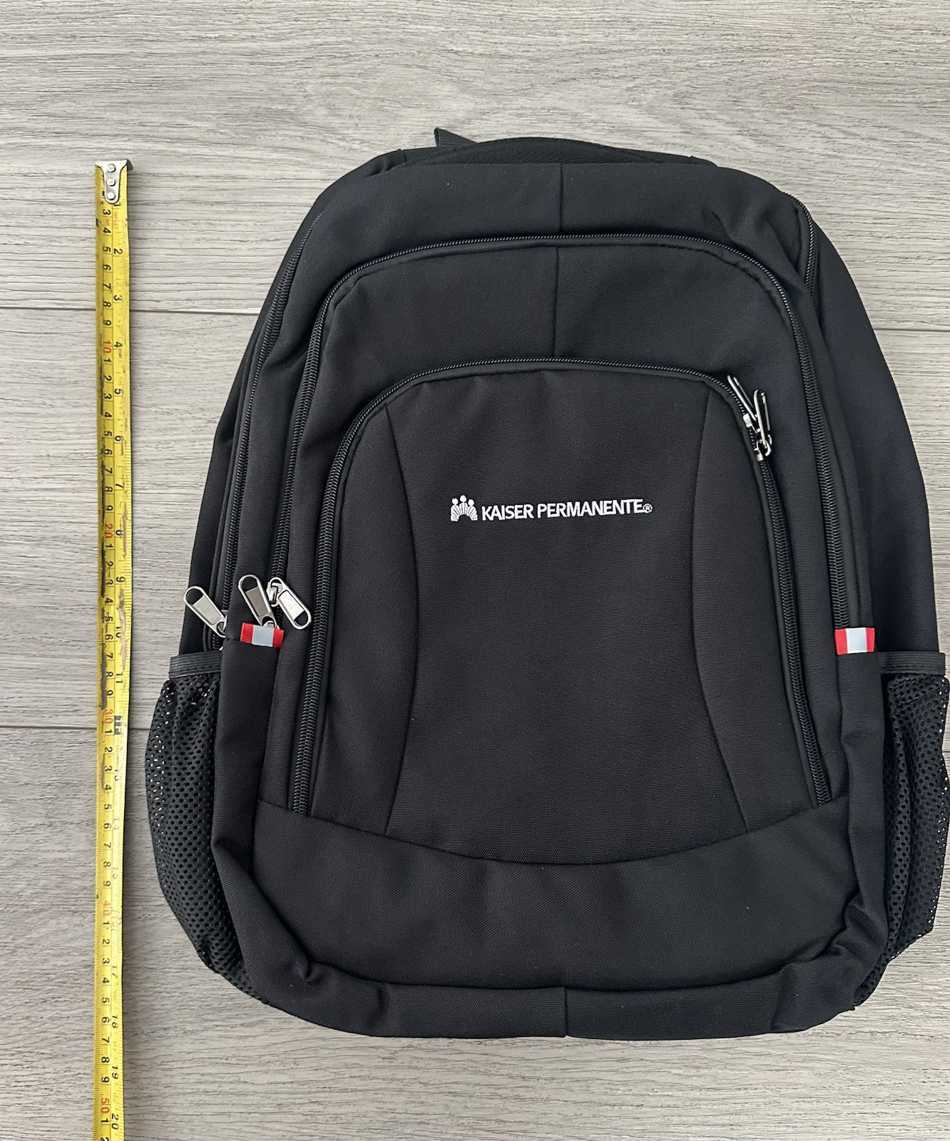 Kaiser Permanente Durable Zipper Pocket Work School Travel Black Backpack