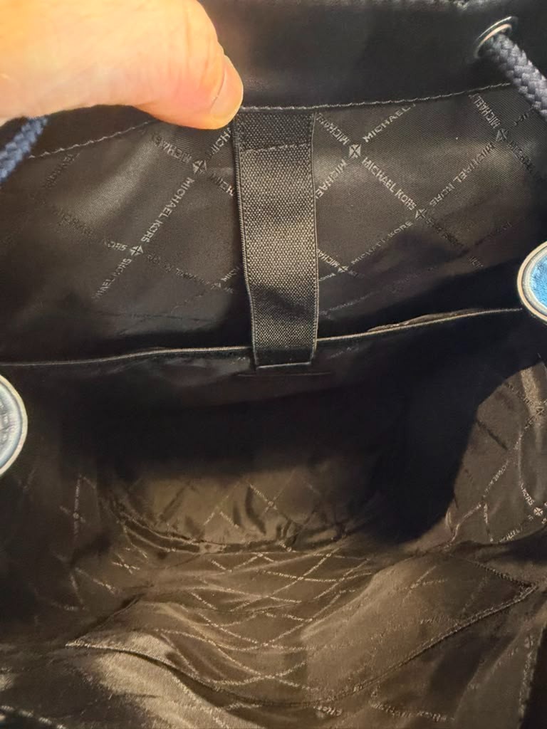 Michael Kors Men Cooper Large Leather Shoulder Backpack Navy For Travel Hiking