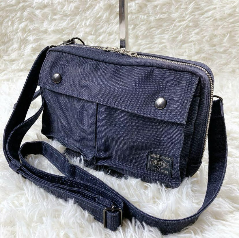 Yoshida Porter Smoky Shoulder Bag 2 Way Pouch with Hand Strap 592-06369 Navy