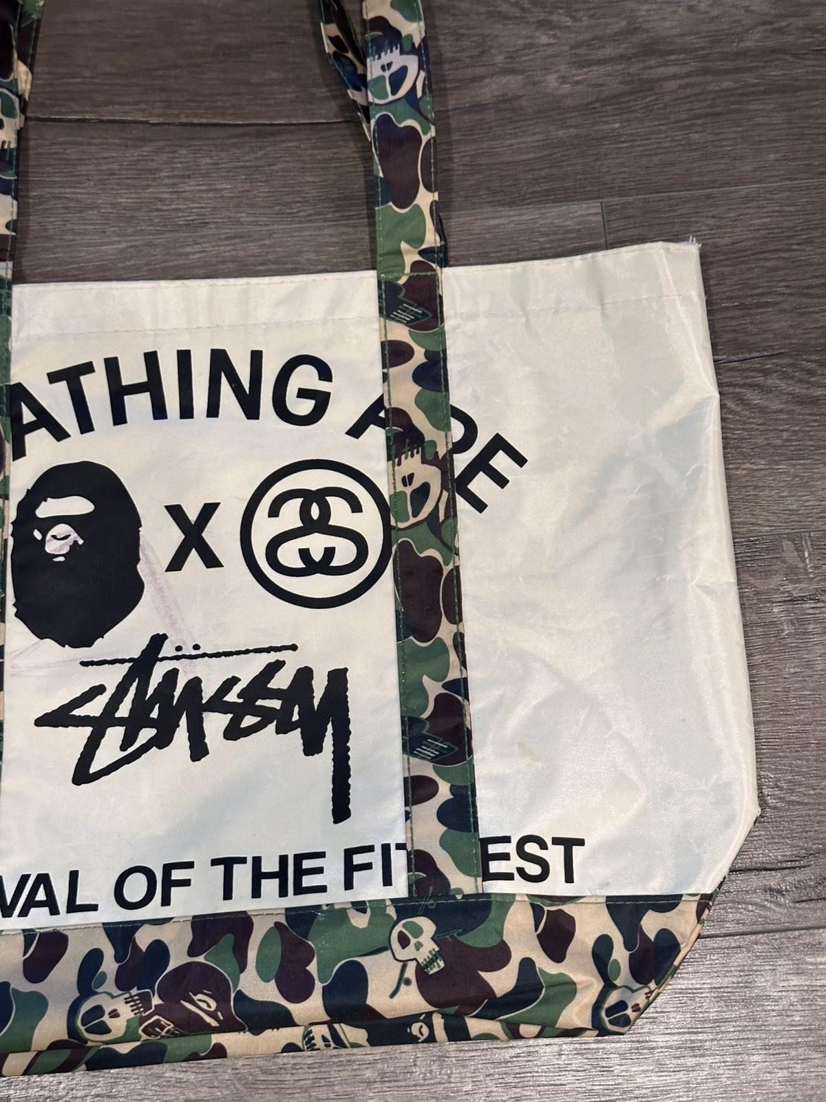 A Bathing Ape Bape x Stussy Collaboration Tote Bag *HAS MARKS SEE PHOTOS*