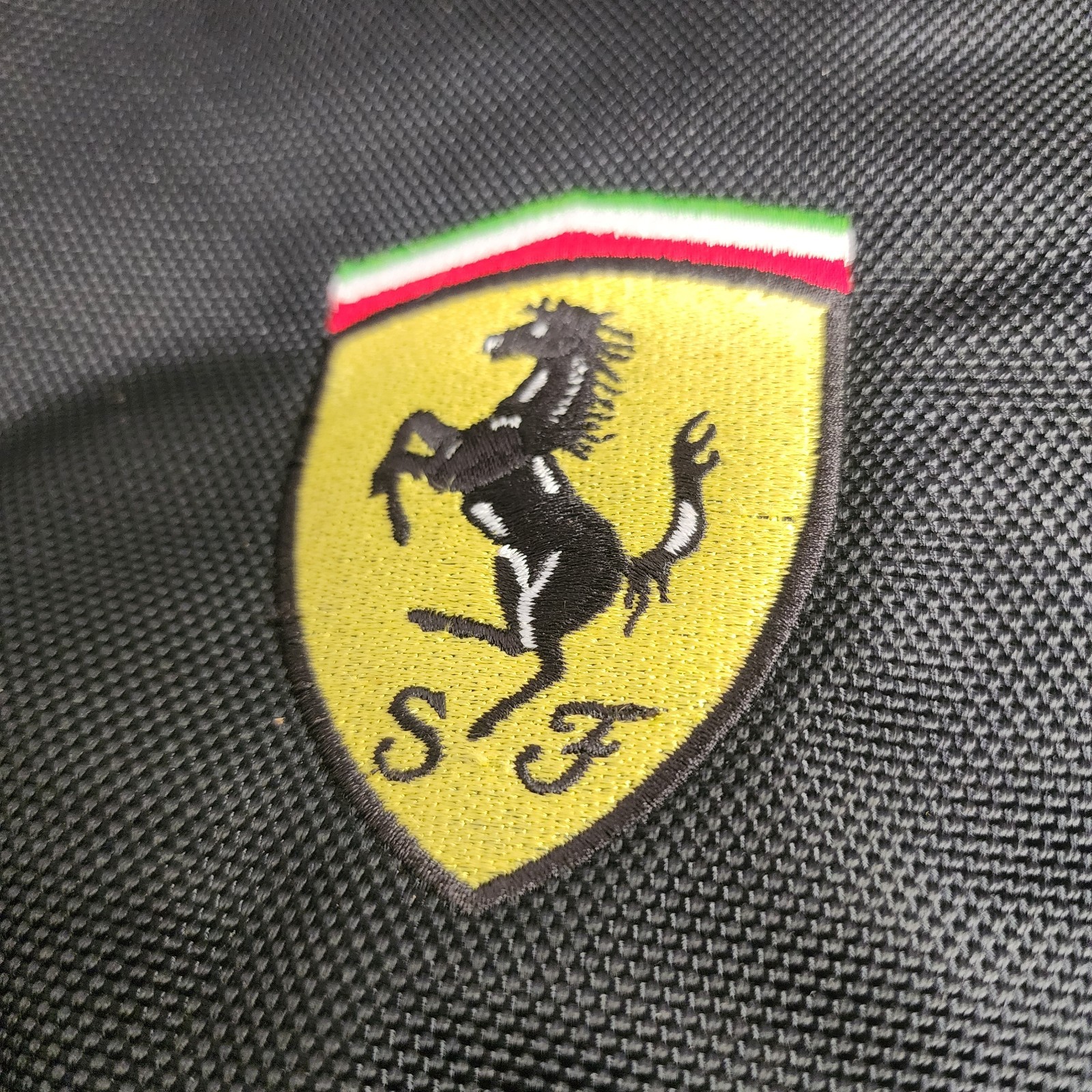 Vtg 1995 Official FERRARI Nice Man F1 Backpack – Black w/ Embroidered Logo – EUC