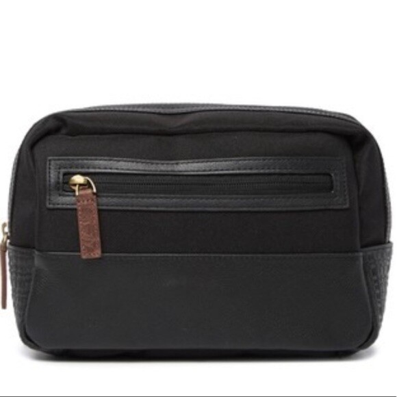 Boconi Mens Classic Dopp Kit Toiletry Travel Bag Top Zip Black or Brown NWT