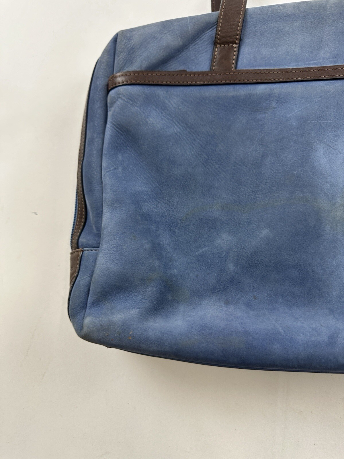 Jack Georges Briefcase Laptop Messenger Bag Blue Leather Missing Strap