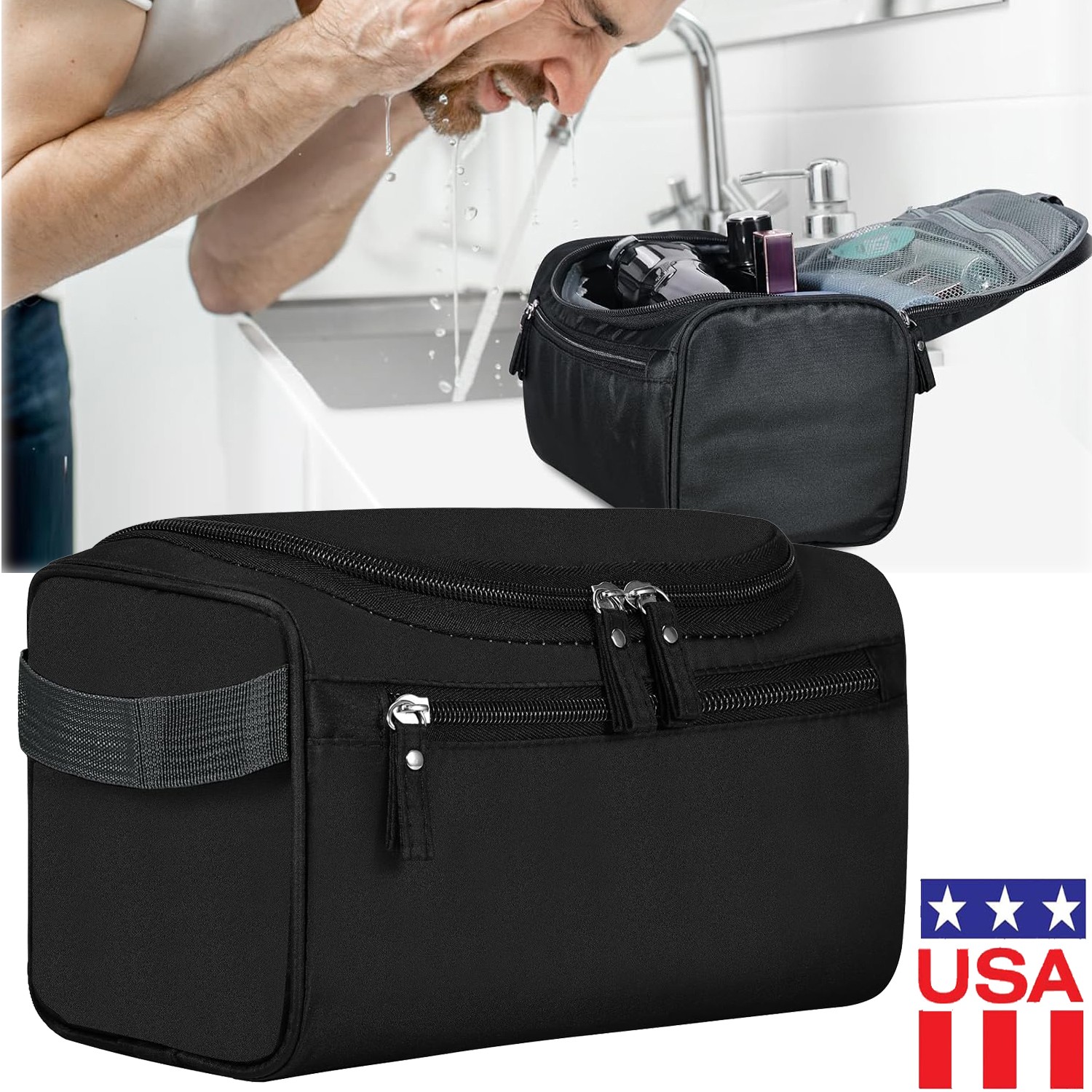 Toiletry Bag for Men Women, Portable Travel Toiletry Organizer Bag,Shaving Bag