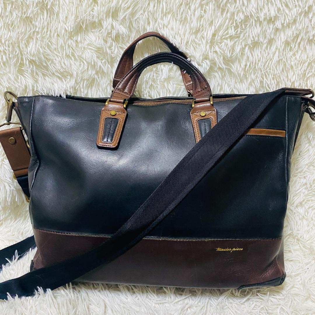 Master-piece 2WAY Large Capacity Leather Business Bag Black 47x38cm (19x15in)