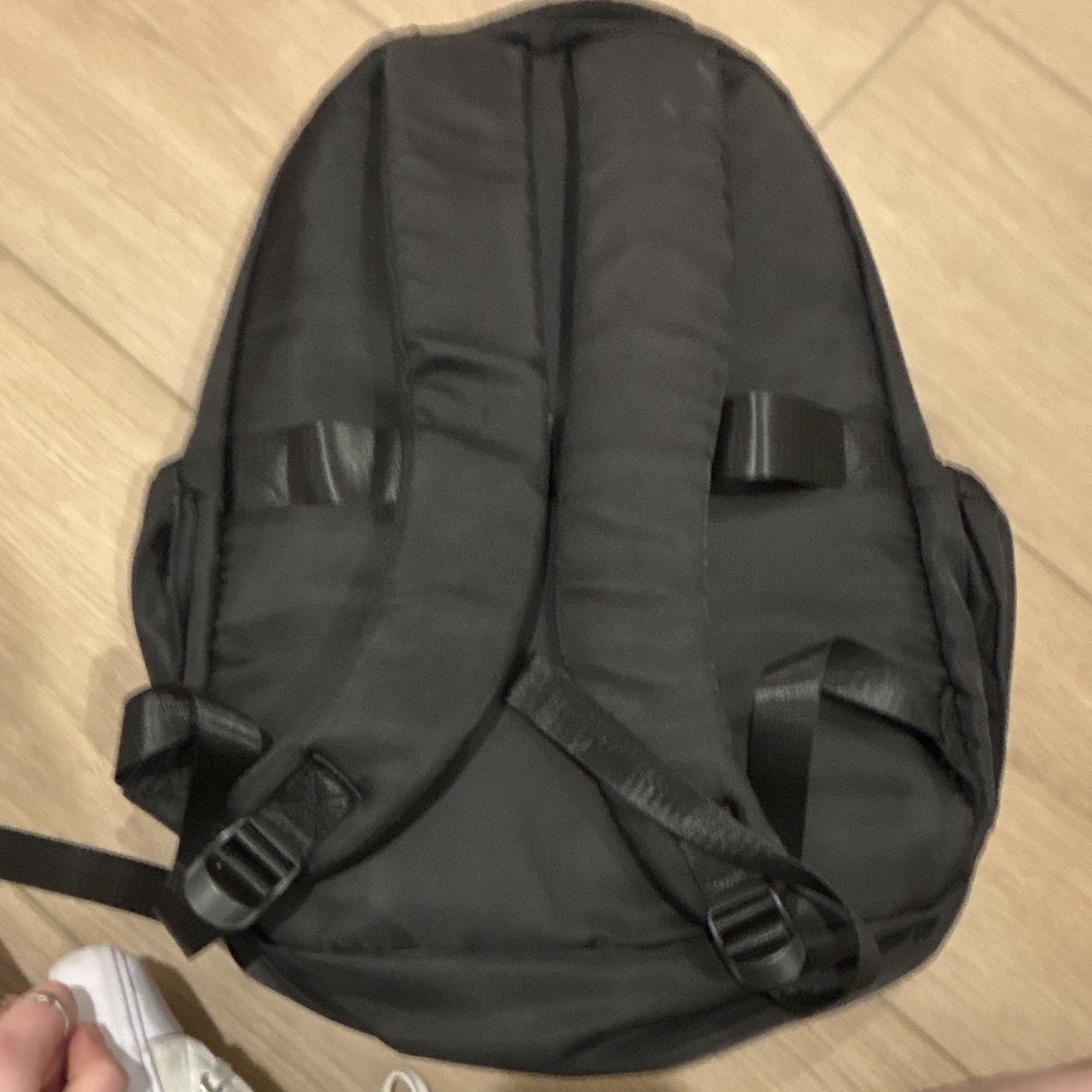 Men’s Black Backpack Multi-Zip Outer Pockets Padded Adjustable Straps Solid