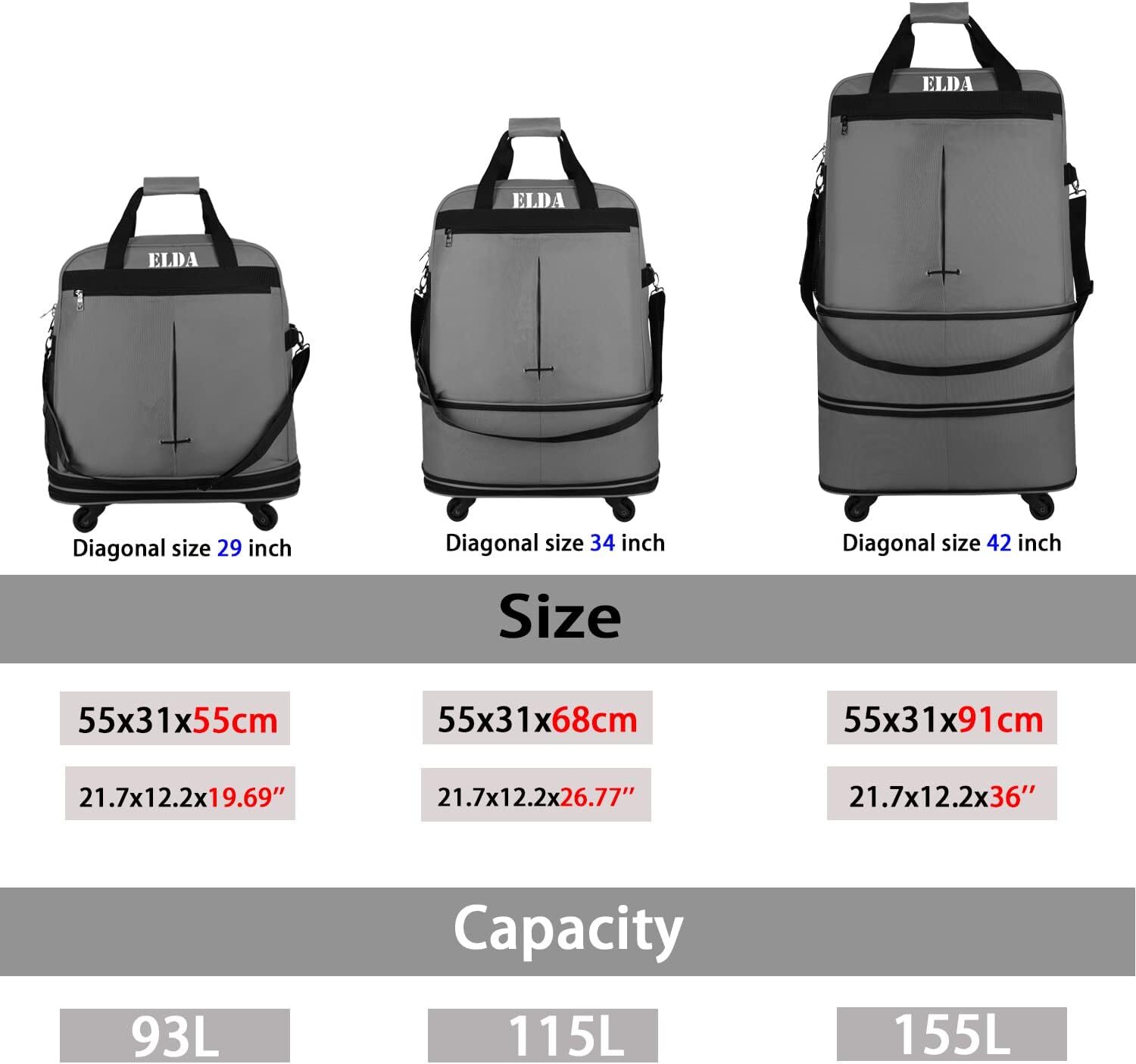 ELDA Expandable Foldable Luggage Suitcase Lightweight Large Capacity w/ Wheels