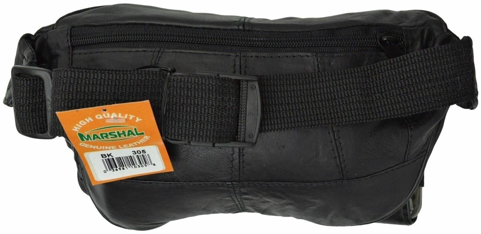 New Black Pure Leather Fanny Pack Waist bag Adjustable Travel Pouch Cell Phone