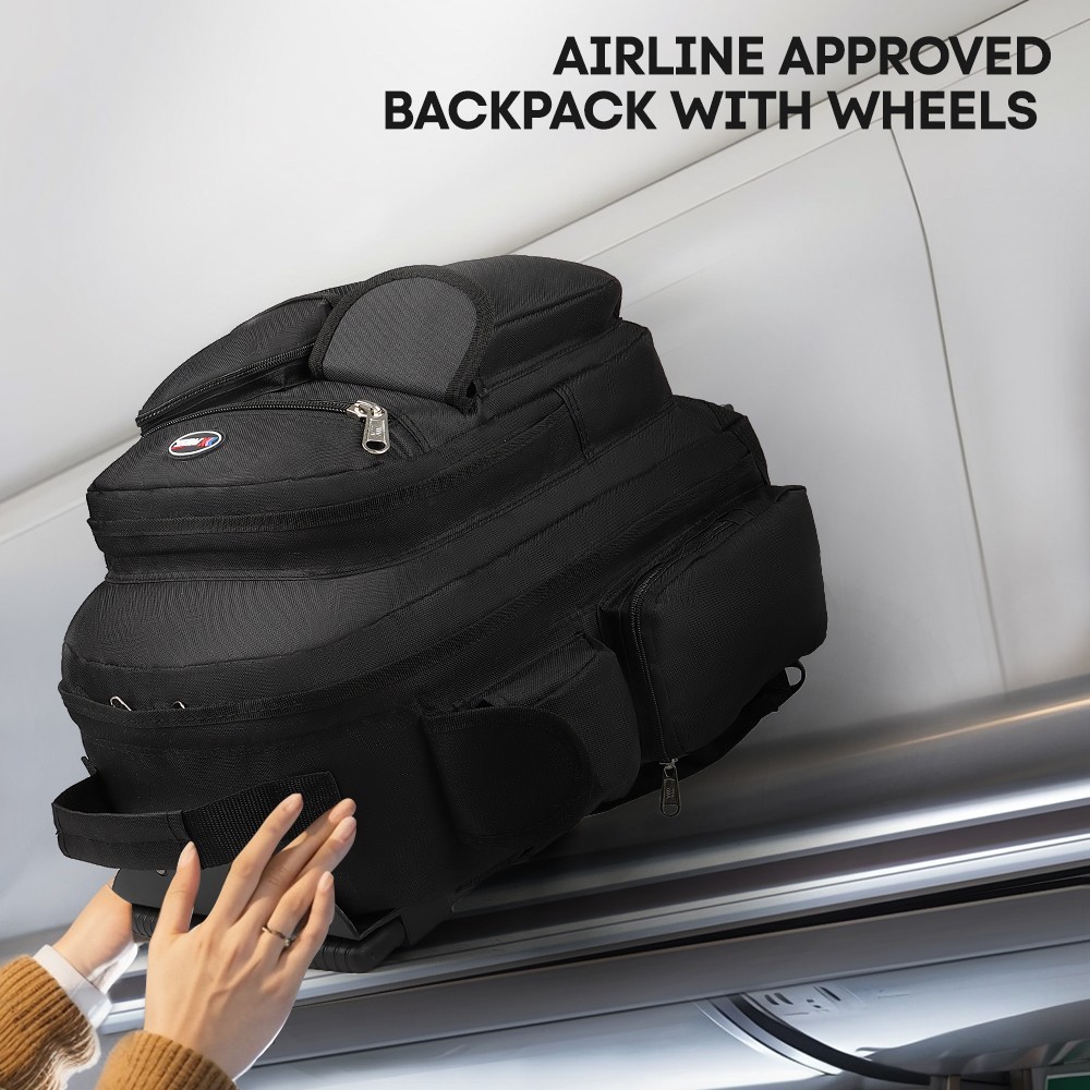 2 In 1 Carry On Travel Backpack 20″ Rolling Backpack With Wheel & Handle
