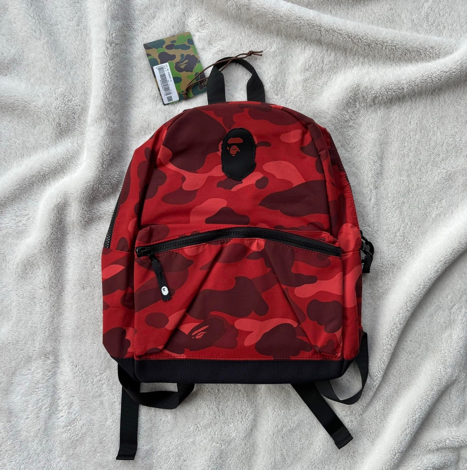 Bape Red/Black Camo Ape Head Backpack Bag – Authentic – New