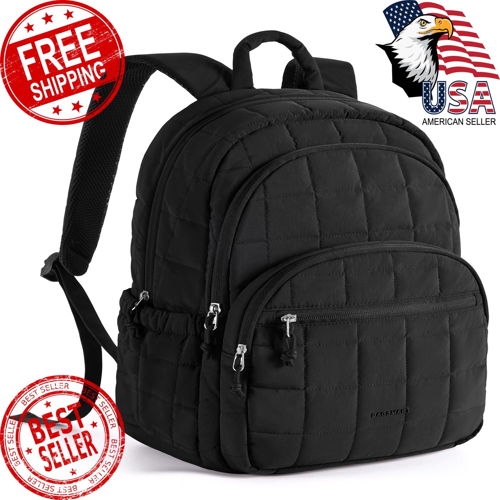 BAGSMART travel backpack black 15.6 inch