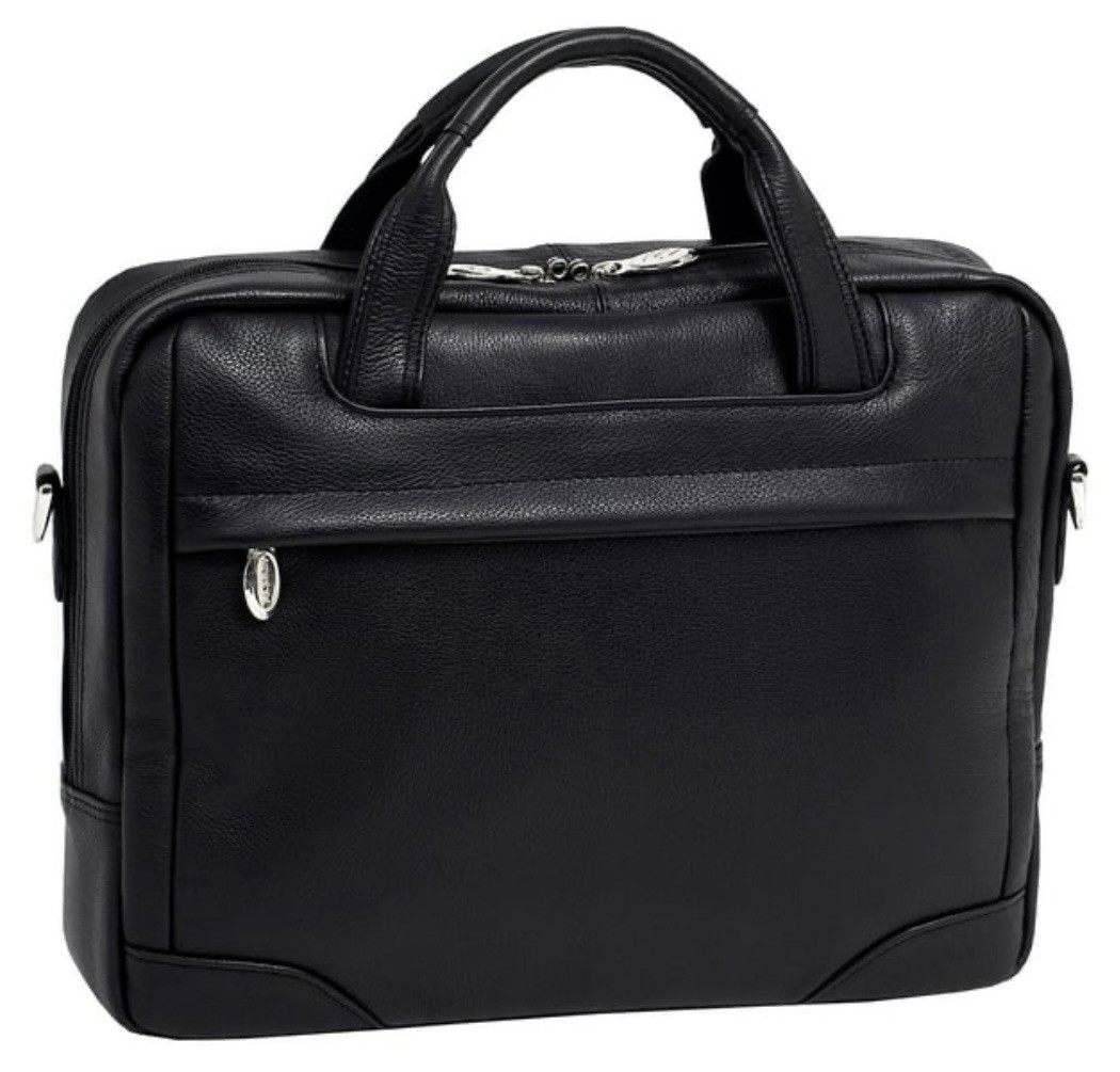 McKlein S Series BRIDGEPORT Pebble Grain Calfskin Leather Large Laptop Briefcase