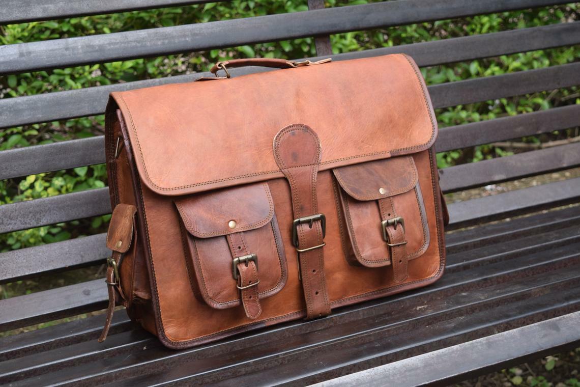 Alll Time Hit Vintage Brown Leather Messenger Bag Shoulder Laptop Bag Briefcase
