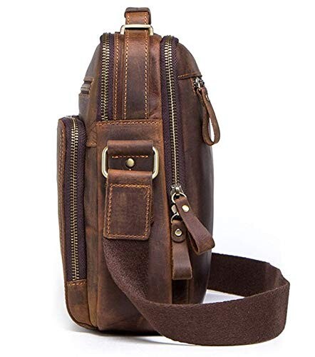 10 in long-lasting Leather Unisex Messenger Bag For Men & Woman (Brown)
