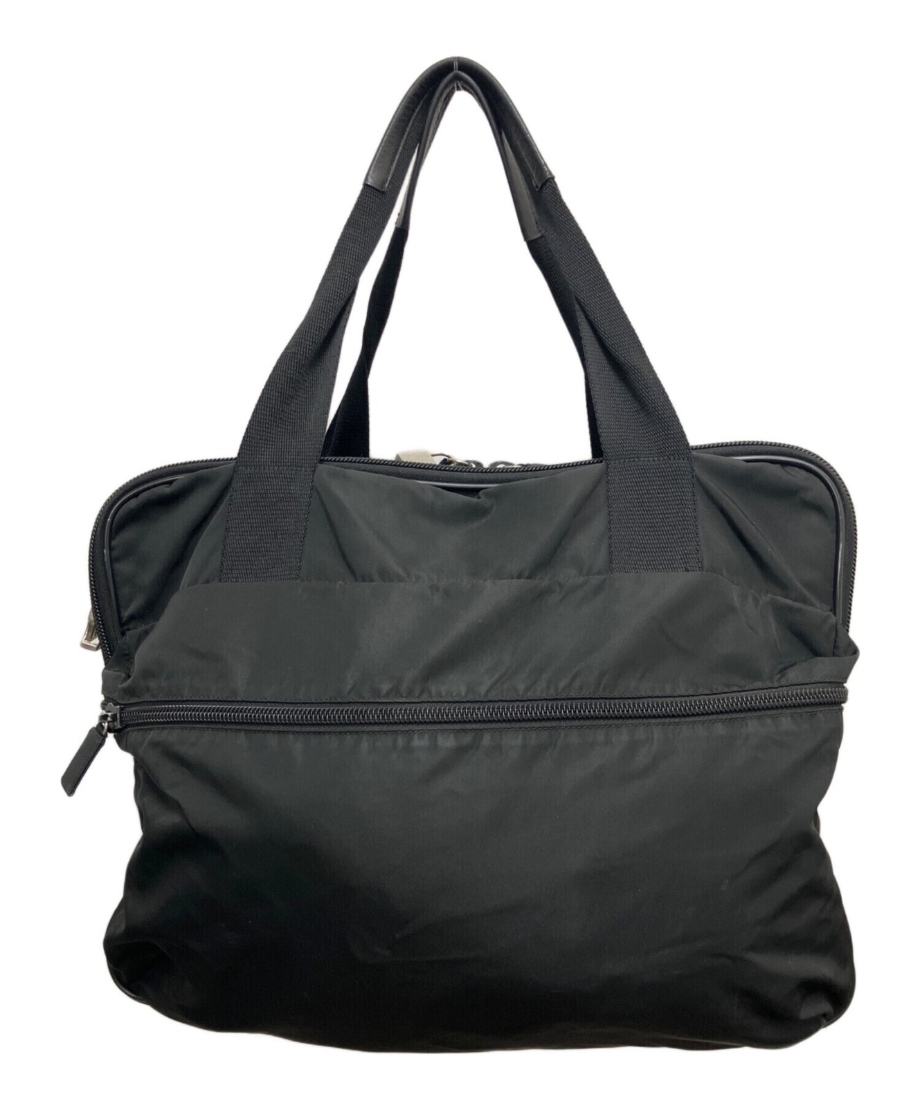 PRADA 2WAY Briefcase Nylon Black Mens Business Bag Zip Double Handles