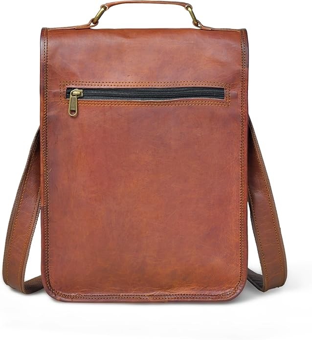 Genuine Leather Crossbody Messenger Bag9x11Brown iPad Tablet+B 1 G 1Free Journal
