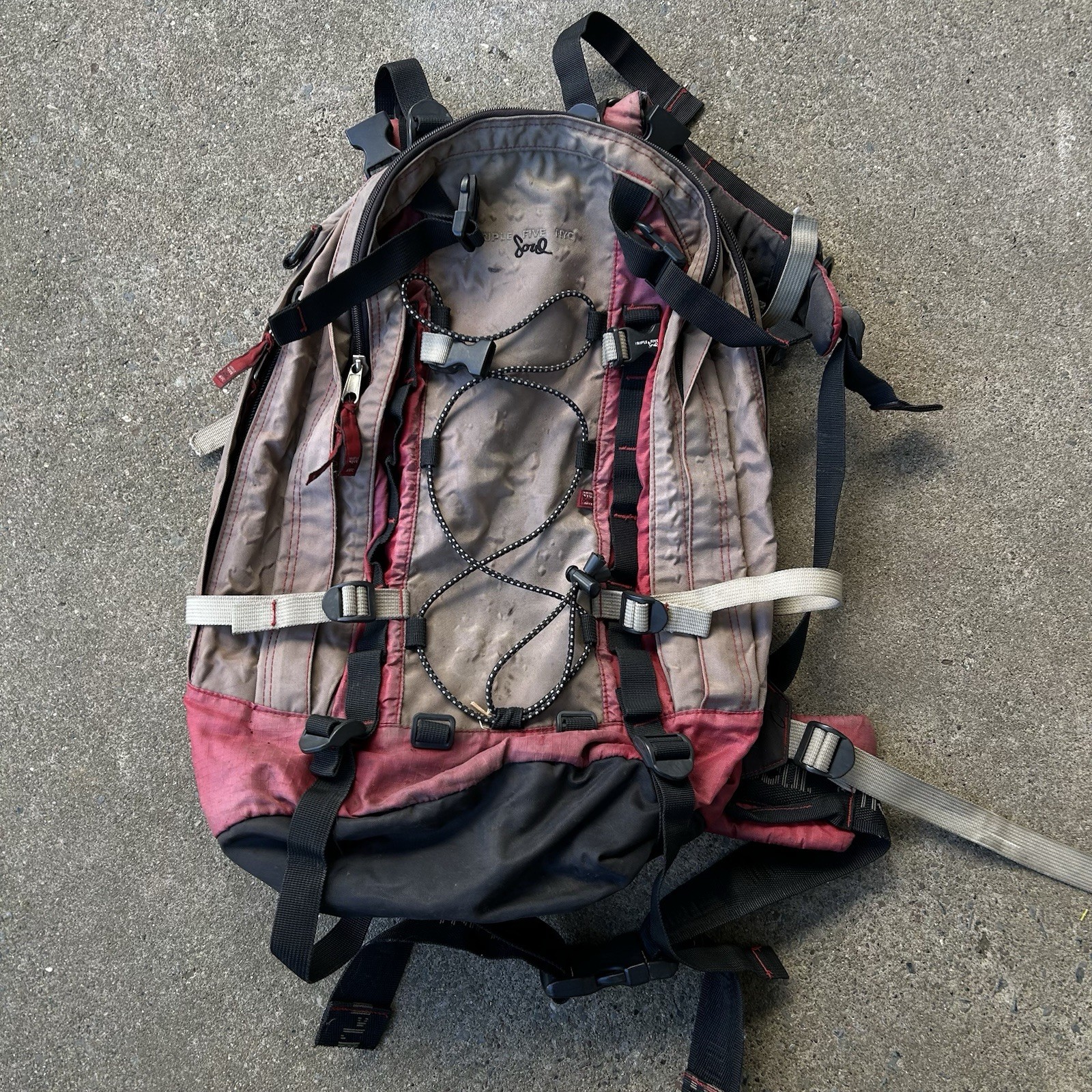 TRIPLE FIVE SOUL NYC Vintage Camping, Hiking, Urban Backpack Tan Red 5